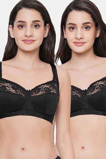 Buy Wacoal Single Layered Non Wired Full Coverage Minimiser Bra (Pack of 2) - Black